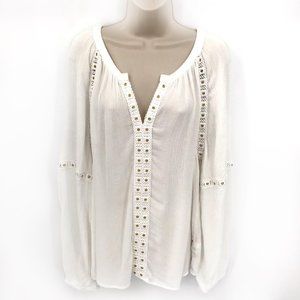 NWOT INC International Concepts White Eyelet Top L
